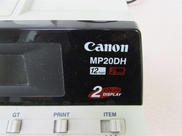 CANON MP20DH ADDING MACHINE & PAPER ROLLS & RADIO SHACK DIGITAL ANSWERING MACHINE