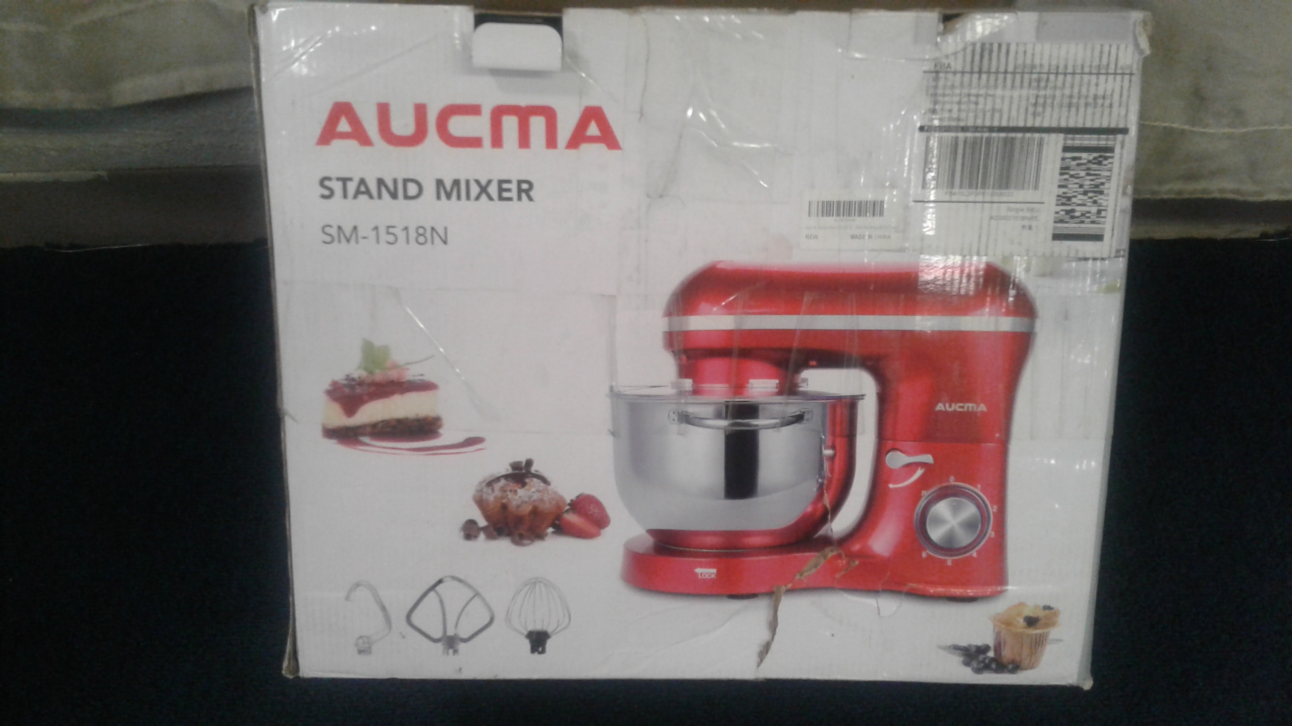 Aucma SM-1518N 6.5QT 660W 6 Speed Tilt Head Food Stand Mixer Silver New  Open Box