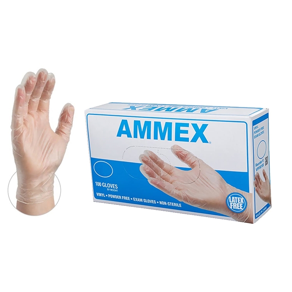  AMMEX Medical Clear Vinyl Gloves, Box of 100 Size Small- 2 Boxes