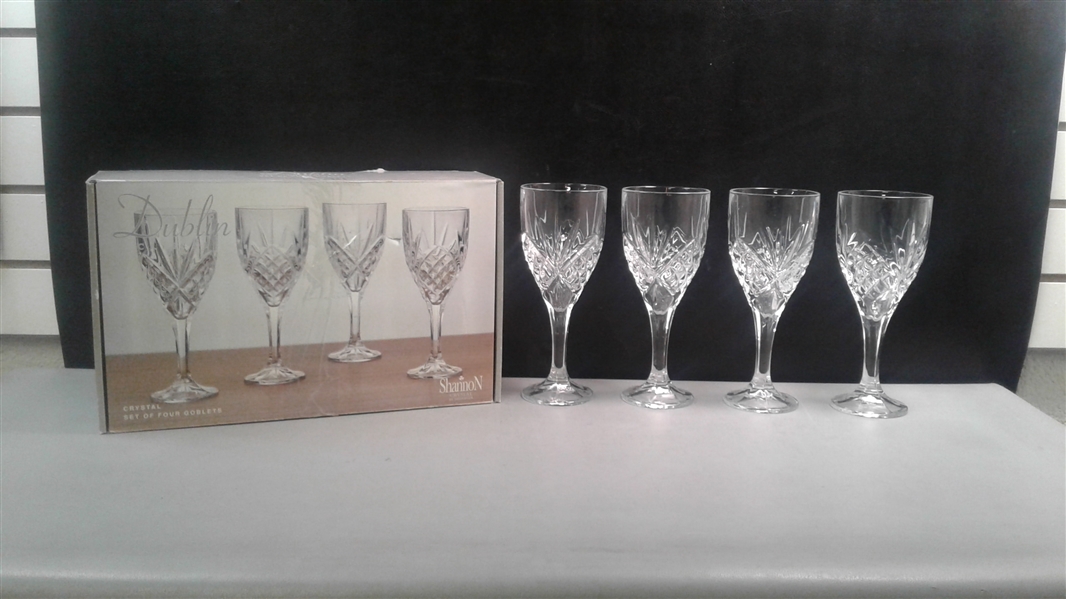 Shannon Crystal by Godinger Dublin Crystal Goblets- Set of 4