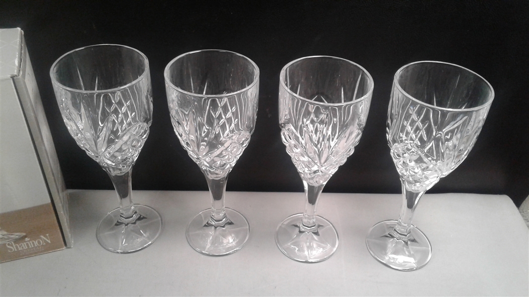 Shannon Crystal by Godinger Dublin Crystal Goblets- Set of 4