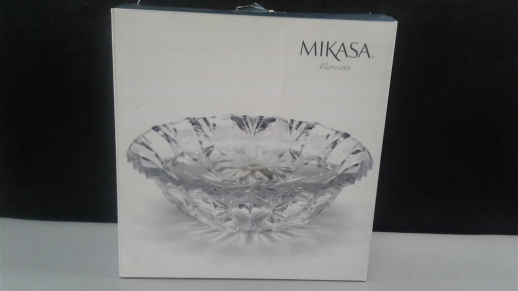 Celebrations by Mikasa Blossom Crystal Centerpiece Bowl, 13.5-Inch