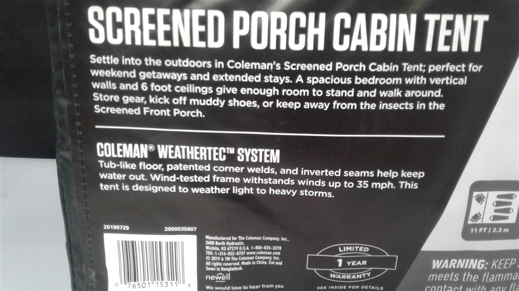 Four Person Coleman Cabin Tent with Screened Porch  