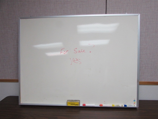 LARGE WALL MOUNT WHITEBOARD W/ERASER AND DRY ERASE MARKERS