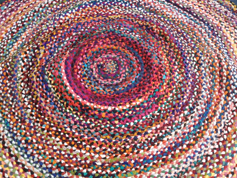 6' Round Woven Rag Rug