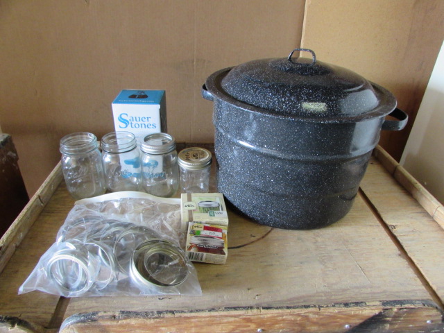 Lot Detail - ENAMEL CANNER, JARS, LIDS & MORE