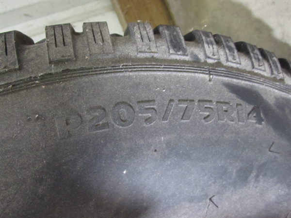 P205/75R14 STUDDED TIRES MOUNTED ON WHEELS