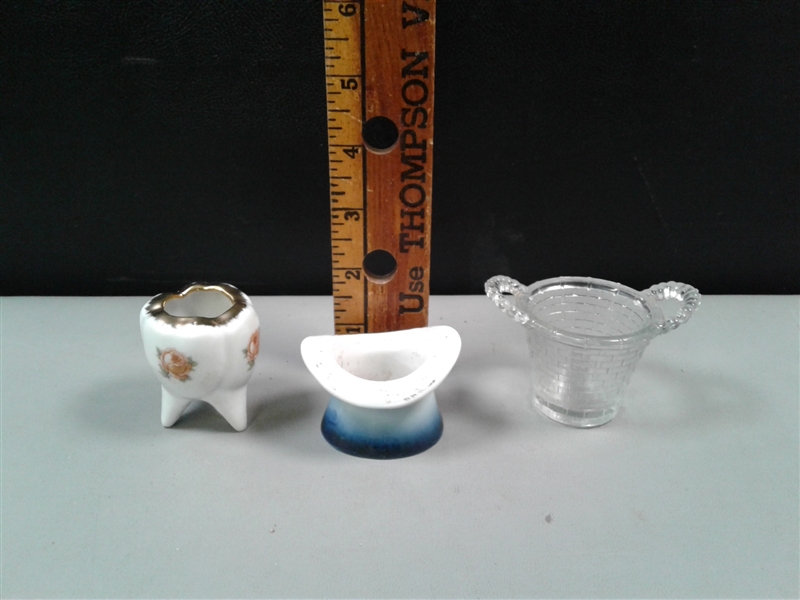 Vintage Items: Toothpick Holders, Redware, & Berry Bowl