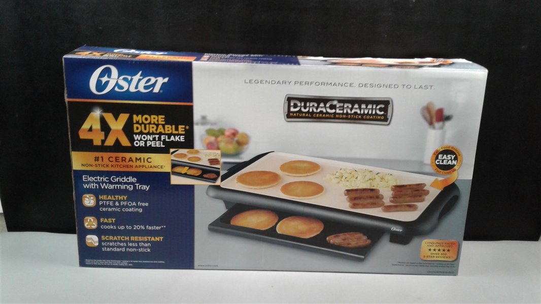 Lot Detail Oster DuraCeramic Electric Griddle with Warming Tray