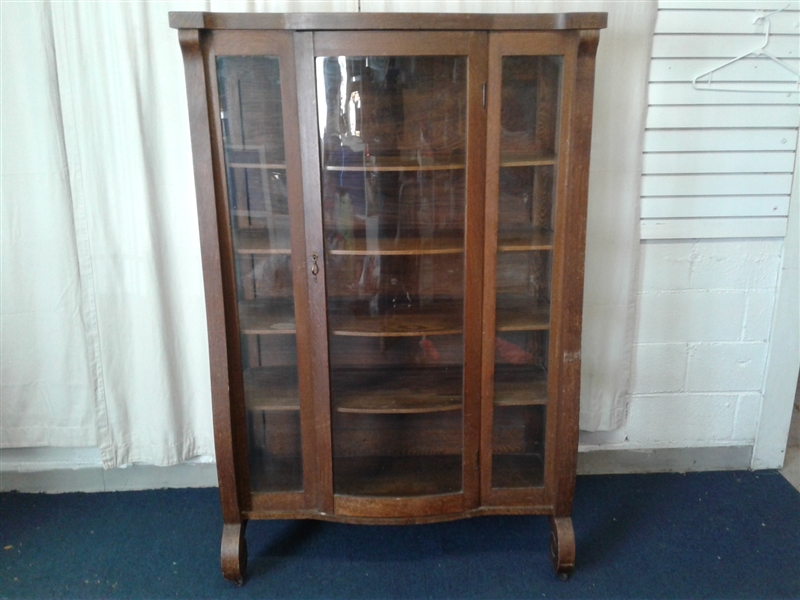 Antique Bow Front China Cabinet 