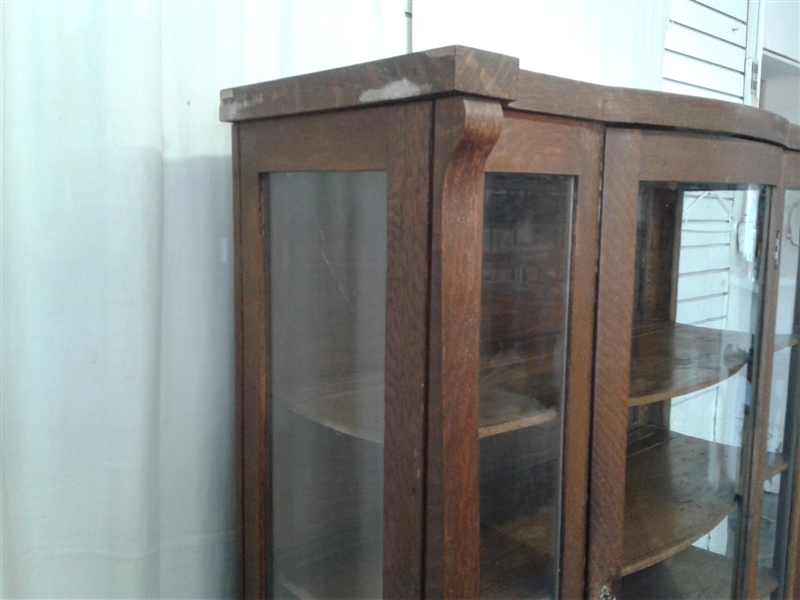 Antique Bow Front China Cabinet 