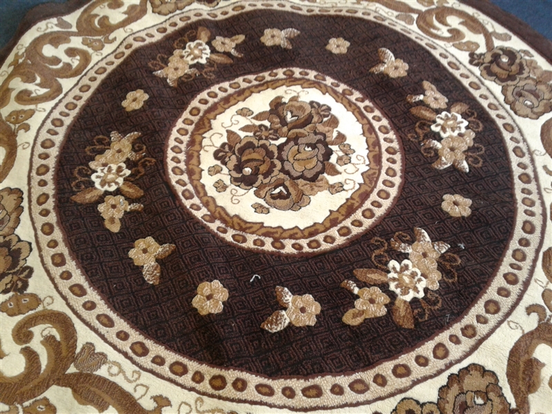 Kingdom 7'x7' Round Brown Area Rug