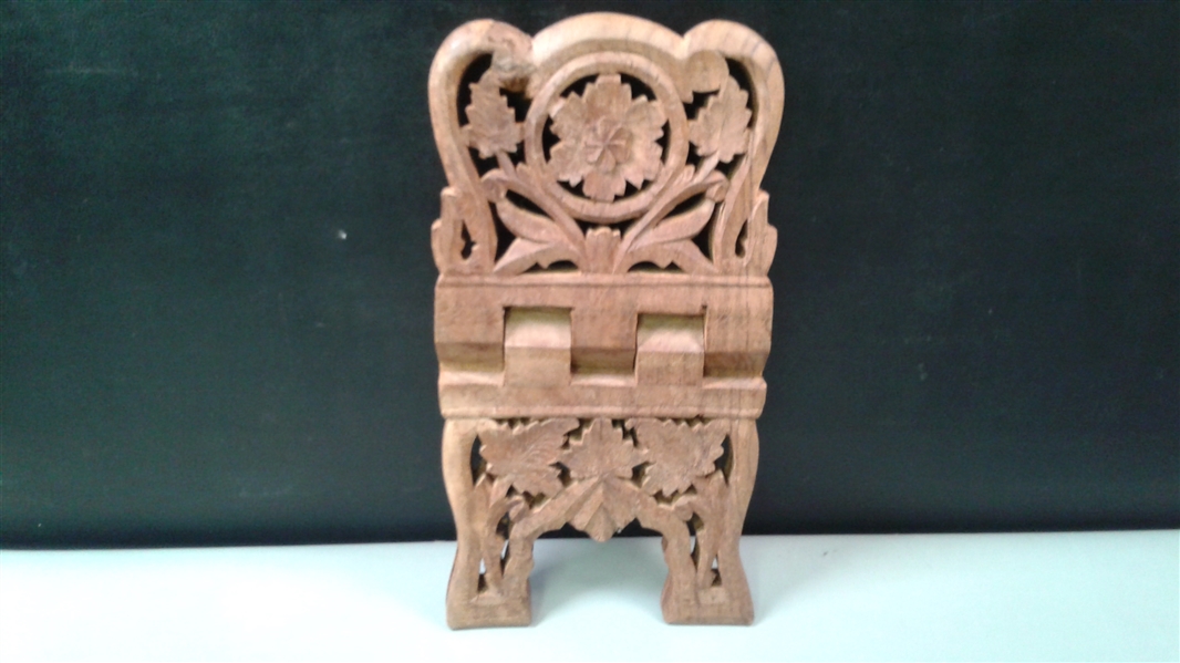 Indian Hand Carved Folding Book Holder