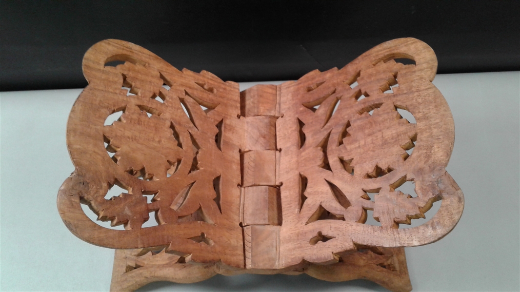 Indian Hand Carved Folding Book Holder