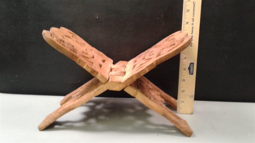 Indian Hand Carved Folding Book Holder