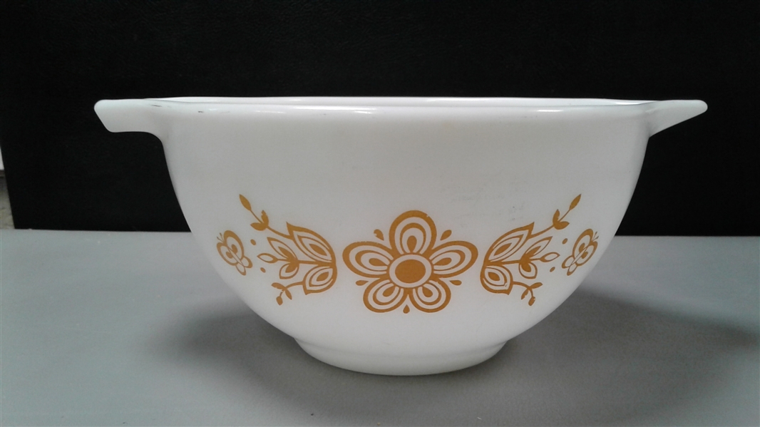 Vintage Butterfly Gold Pyrex Cups, Butter, Nesting Bowl, & Mixing Bowl