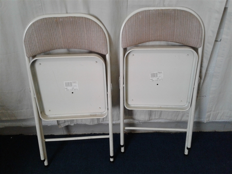 2 Meco Folding Chairs and 3 Folding Tables 