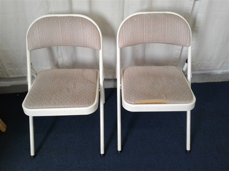 2 Meco Folding Chairs and 3 Folding Tables 