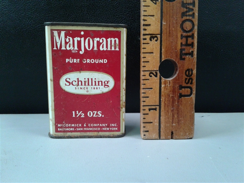 Vintage Schilling Spice Tins And Blue Stilton Cheese Container  