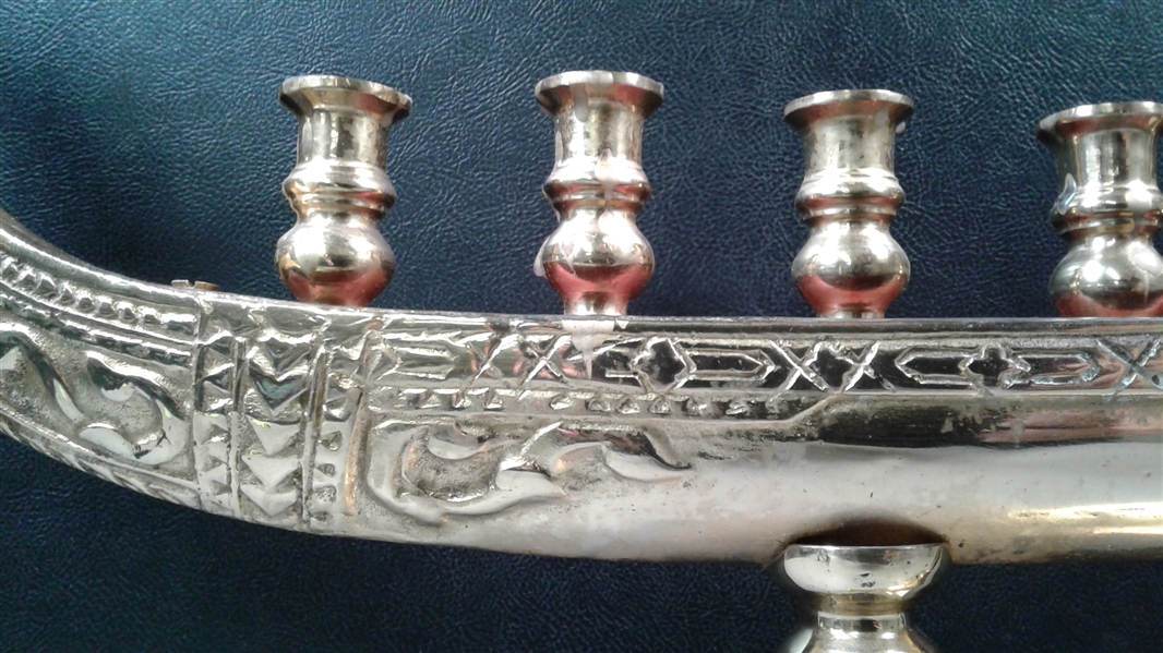 Thai Cast Brass 9-Light Candle Holder Menorah