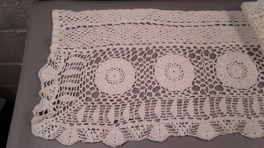 Four Crocheted Valance Curtains