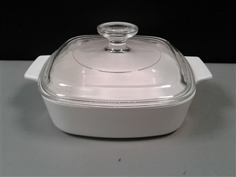 Vintage Discontinued 1 Quart Square Casserole with Lid White Coupe by CORNING