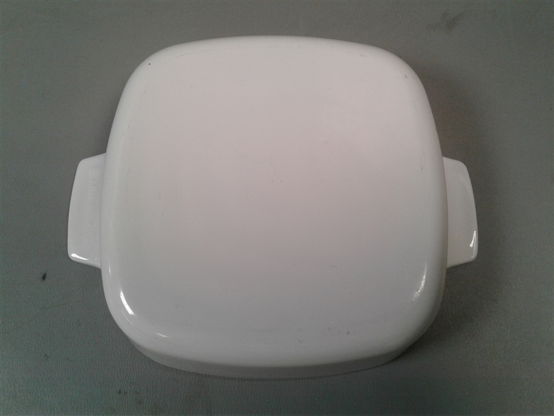 Vintage Discontinued 1 Quart Square Casserole with Lid White Coupe by CORNING