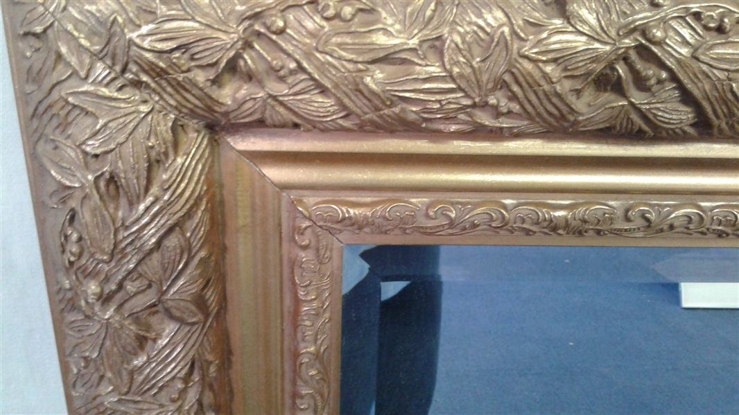 Large Heavy Duty Ornate Gold Framed Mirror-Broken 32 1/2 x 45