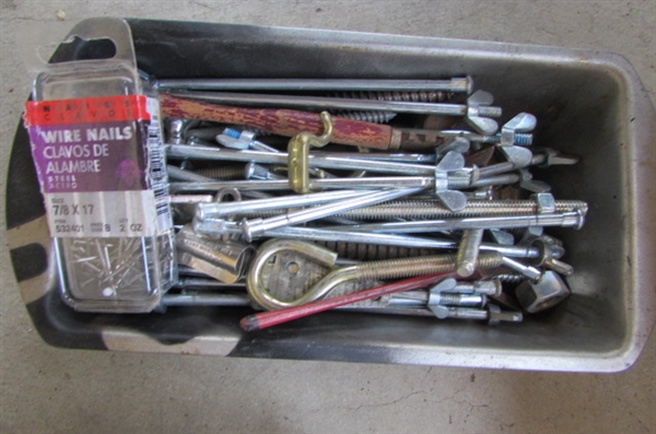 Folding Work Bench, Tools, Hardware, Etc.