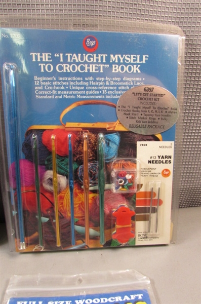 I Taught Myself to Knit and Crochet Kits & 2 Pattern Books.