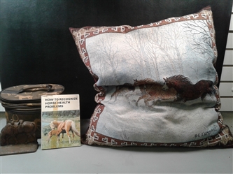 Horse Lot: Large Pillow, Book, Bookend, & Makeup Case