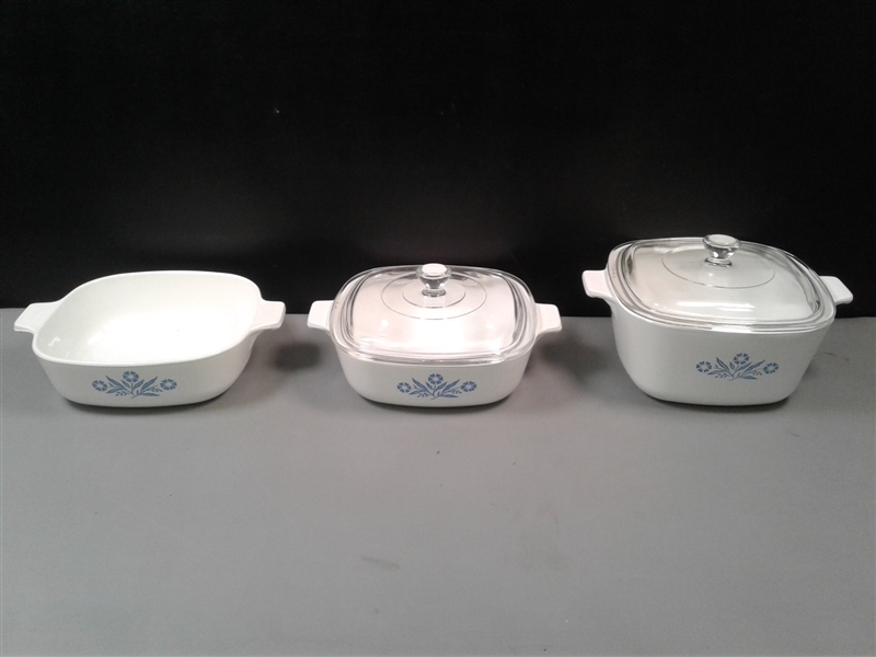 Discontinued Cornflower-Blue Corningware- 5 Pcs