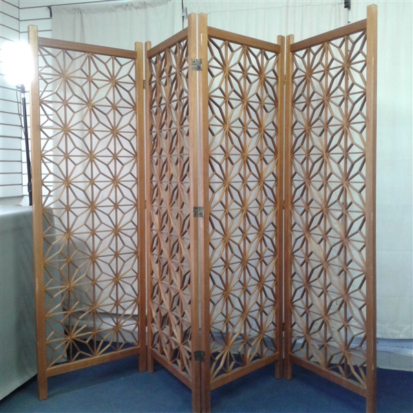 4 Panel Decorative Wood Screen Room Divider