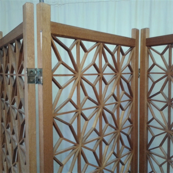 4 Panel Decorative Wood Screen Room Divider