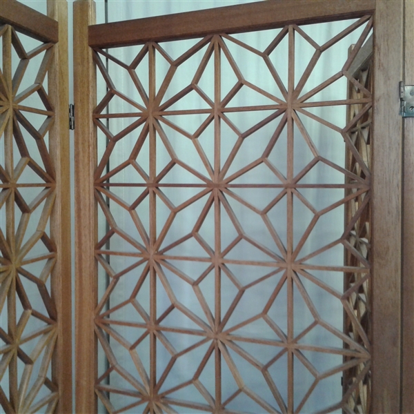 4 Panel Decorative Wood Screen Room Divider