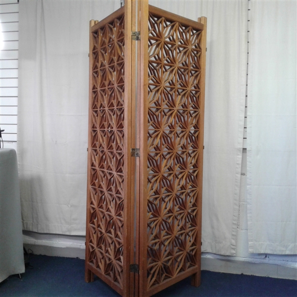 4 Panel Decorative Wood Screen Room Divider