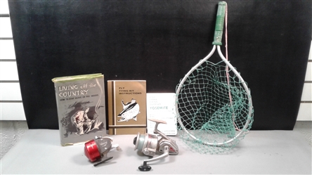 Viking & Pflueger Reels, Fish Net, & Books