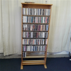 Wood CD Rack With Over 300 CDs