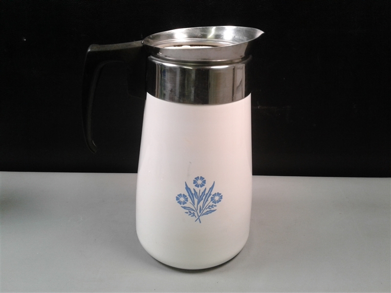 Vintage Discontinued Corning Ware 9 Cup Stove Top Percolator Cornflower Blue