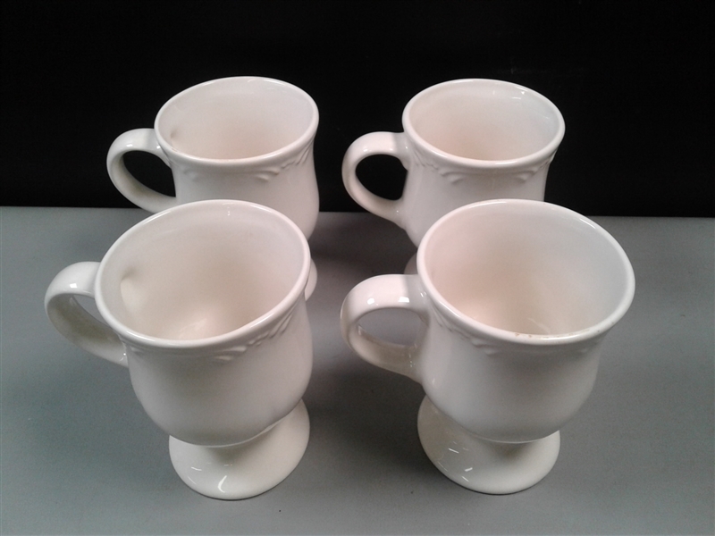 Pfaltzgraff Filigree Pedestal Mugs Set of 4 & Creamer & Sugar