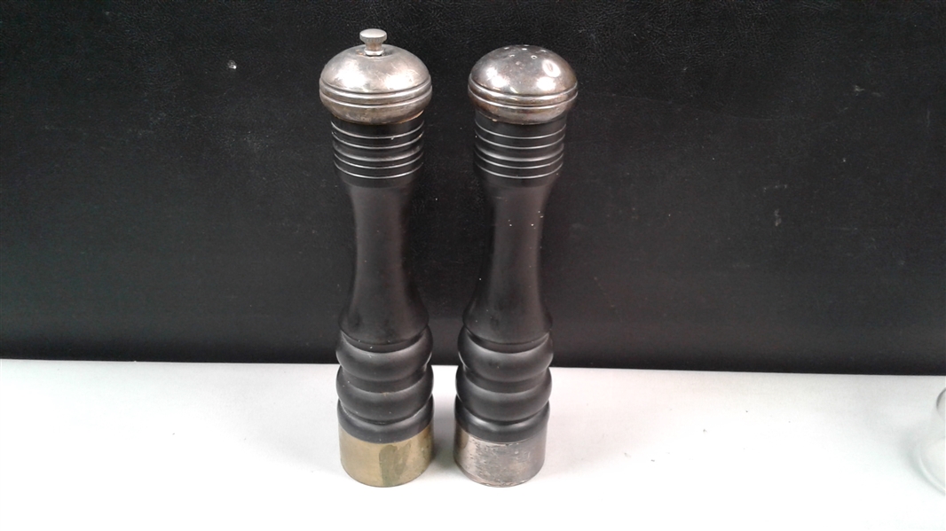 Tall Silver Plated Salt Shaker & Pepper Grinder