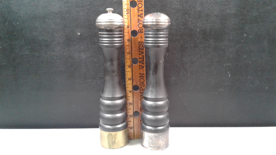 Tall Silver Plated Salt Shaker & Pepper Grinder