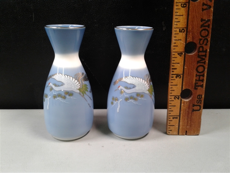 Vintage Sake Decanters and Cups