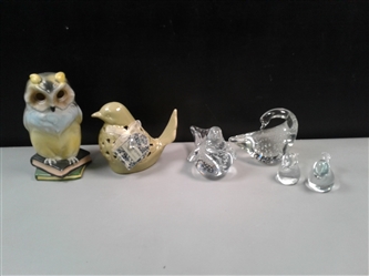 Glass And Ceramic Bird Decor