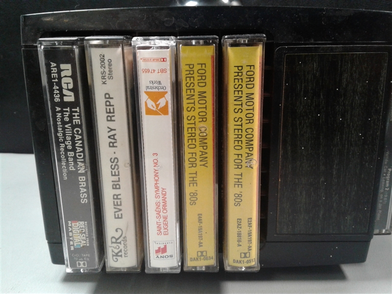Cassette and VCR Tape Holders with Cassettes and CD's