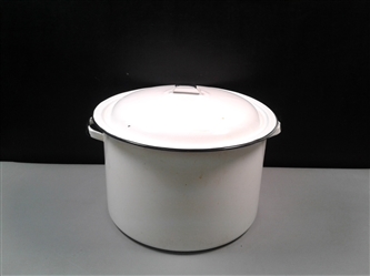 Enamelware 12 Quart Stock Pot with Lid Black & White Vintage Enamel Cookware