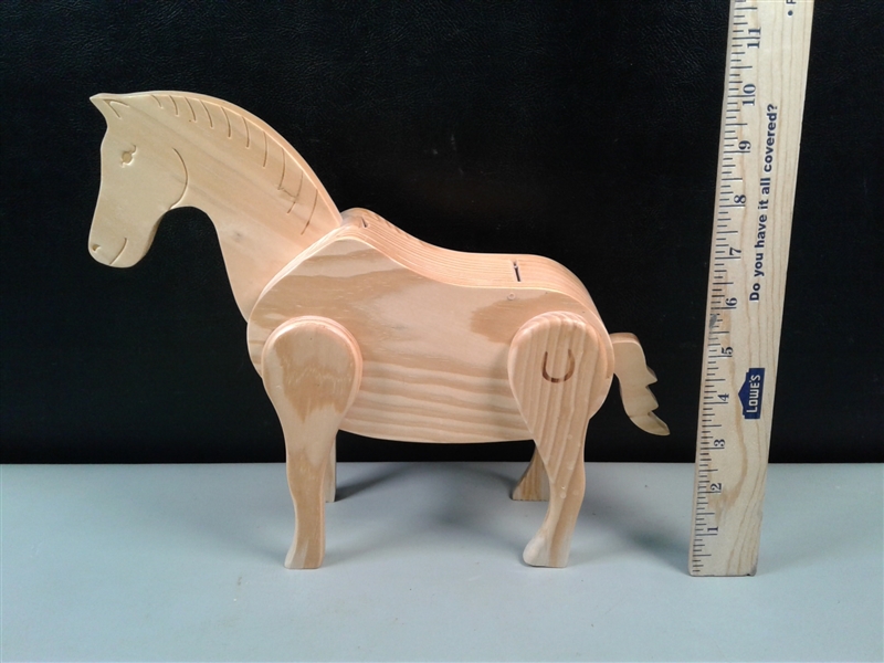 Horse: Wooden Horse M&M/Candy Dispenser & Cast Iron Toilet Paper Holder