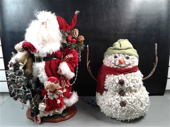 20" Santa & 16" Fiber Optic Snowman