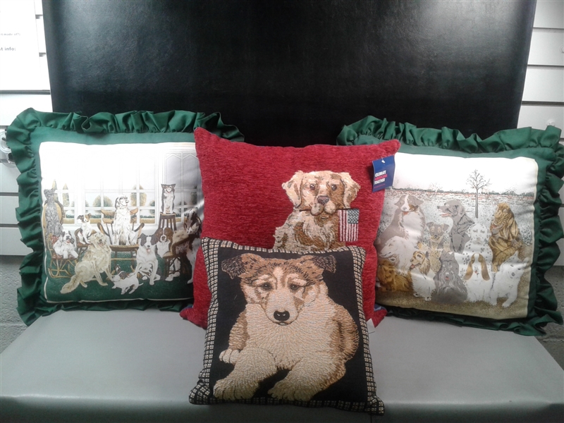4 Dog Themed Throw Pillows