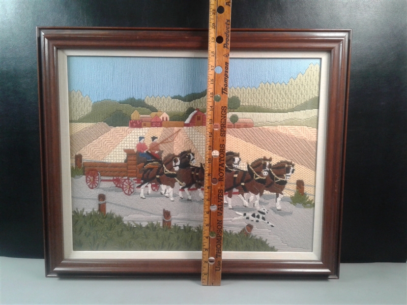 Needlepoint Clydesdales & Carriage Framed Picture